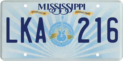 MS license plate LKA216
