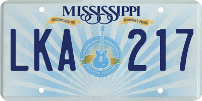MS license plate LKA217