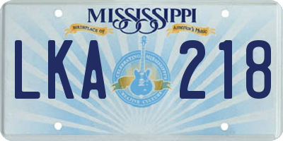 MS license plate LKA218