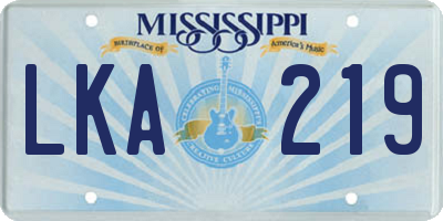MS license plate LKA219