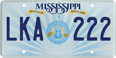 MS license plate LKA222