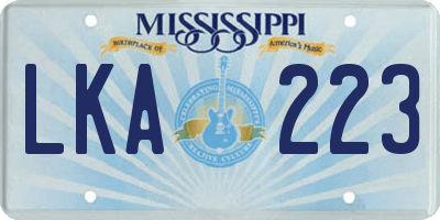 MS license plate LKA223