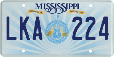 MS license plate LKA224