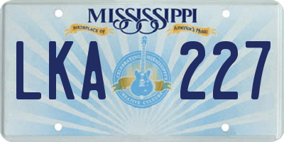 MS license plate LKA227