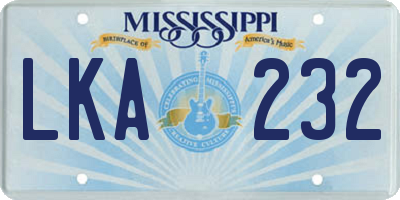 MS license plate LKA232