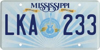 MS license plate LKA233