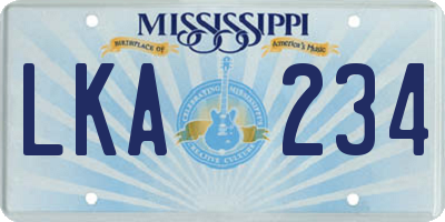 MS license plate LKA234