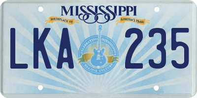 MS license plate LKA235