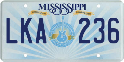 MS license plate LKA236