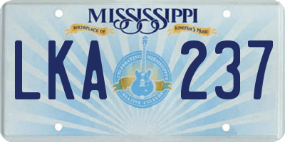 MS license plate LKA237