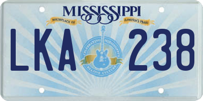 MS license plate LKA238