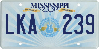 MS license plate LKA239