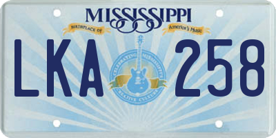 MS license plate LKA258