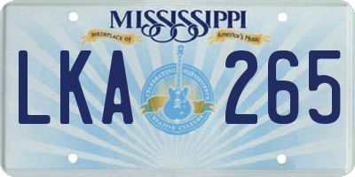 MS license plate LKA265