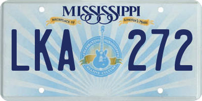 MS license plate LKA272