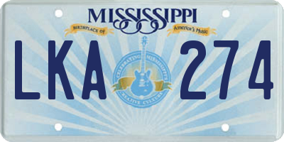 MS license plate LKA274