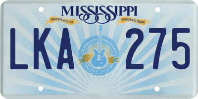 MS license plate LKA275