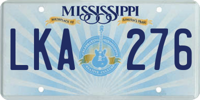 MS license plate LKA276