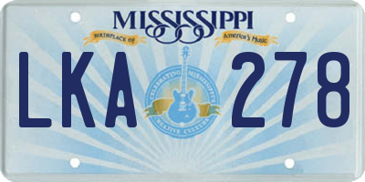 MS license plate LKA278