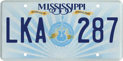 MS license plate LKA287