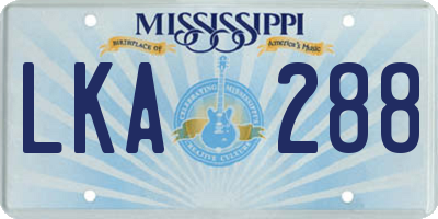 MS license plate LKA288