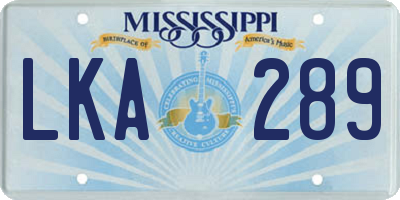 MS license plate LKA289