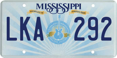 MS license plate LKA292