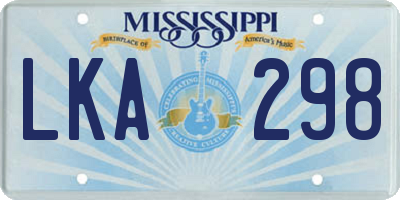 MS license plate LKA298