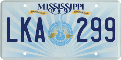 MS license plate LKA299