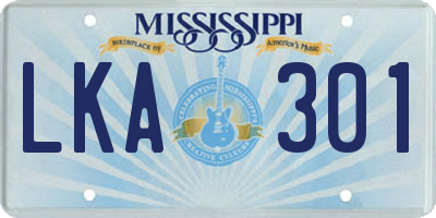 MS license plate LKA301
