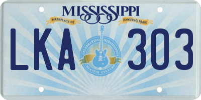 MS license plate LKA303