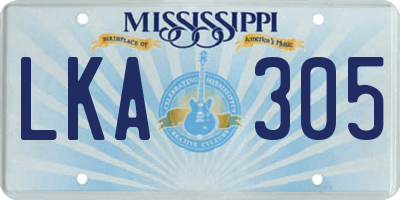 MS license plate LKA305