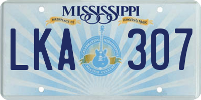 MS license plate LKA307