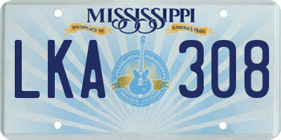 MS license plate LKA308