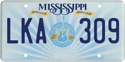MS license plate LKA309