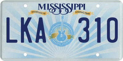 MS license plate LKA310