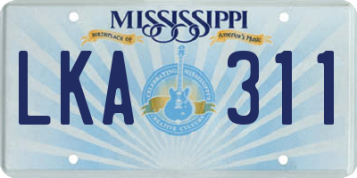 MS license plate LKA311