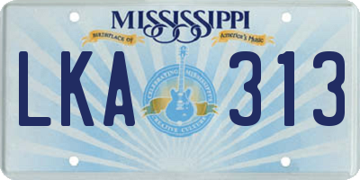 MS license plate LKA313