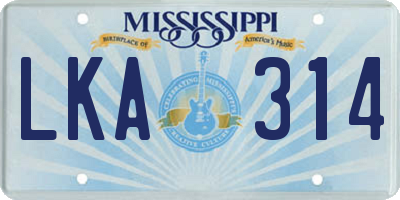 MS license plate LKA314