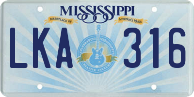 MS license plate LKA316