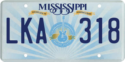MS license plate LKA318