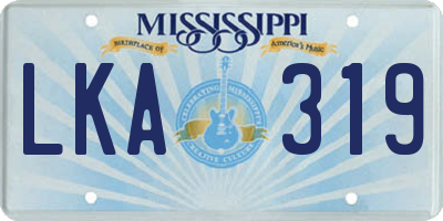 MS license plate LKA319