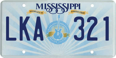 MS license plate LKA321