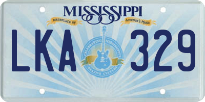 MS license plate LKA329