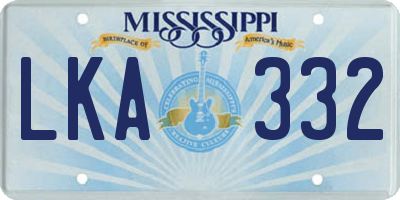 MS license plate LKA332