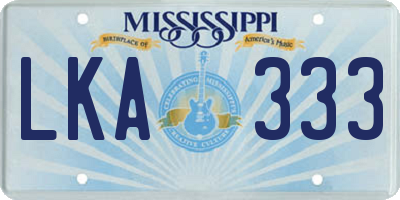 MS license plate LKA333