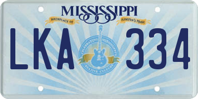 MS license plate LKA334