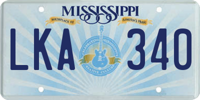 MS license plate LKA340