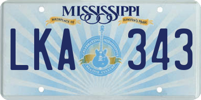 MS license plate LKA343