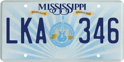 MS license plate LKA346